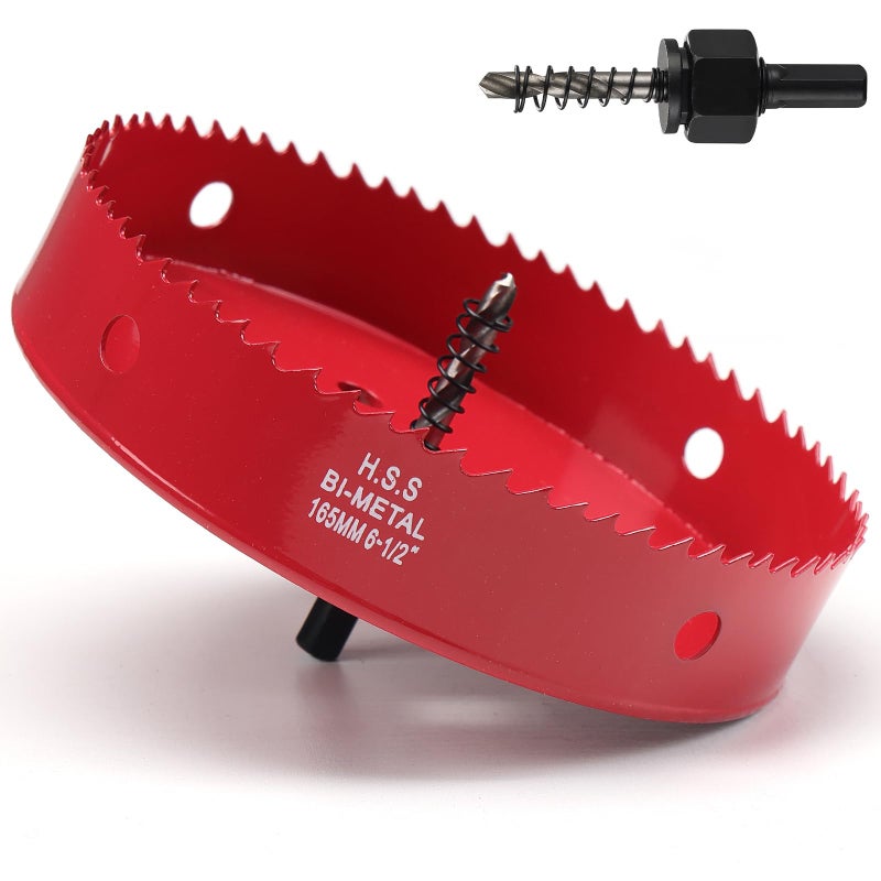 KWESOR Hole Saw 6 1/2 Inch  30 mm Cutting Depth HSS Bi-Metal Hole Saw for Cutting Wood  Plastic  Drywall  Plasterboard and Soft Metal Sheet  Red - Image 1